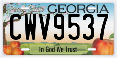 GA license plate CWV9537