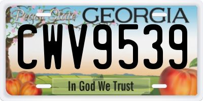 GA license plate CWV9539