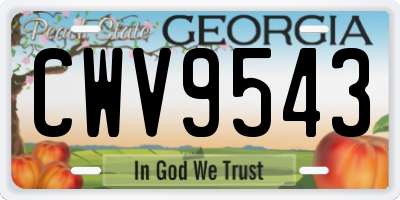 GA license plate CWV9543