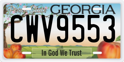 GA license plate CWV9553