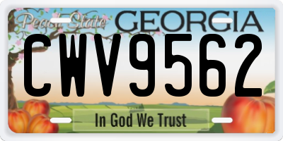 GA license plate CWV9562