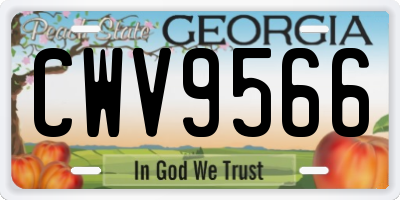 GA license plate CWV9566