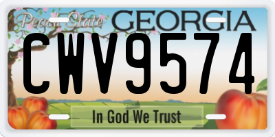 GA license plate CWV9574
