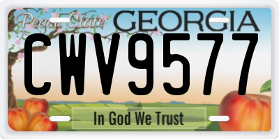 GA license plate CWV9577
