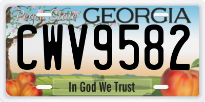 GA license plate CWV9582