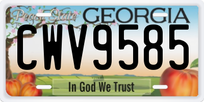 GA license plate CWV9585