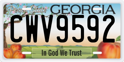 GA license plate CWV9592