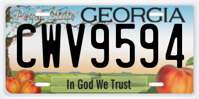 GA license plate CWV9594