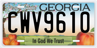 GA license plate CWV9610