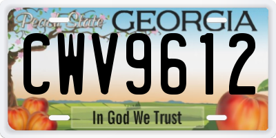GA license plate CWV9612