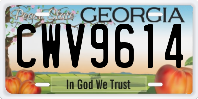 GA license plate CWV9614