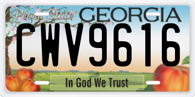 GA license plate CWV9616