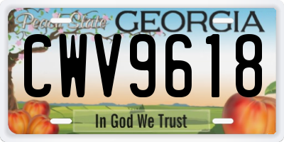 GA license plate CWV9618