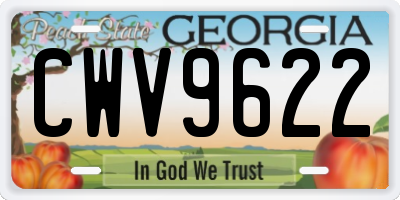 GA license plate CWV9622