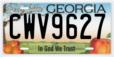 GA license plate CWV9627