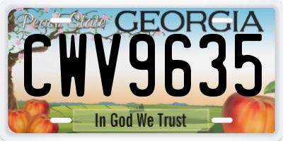 GA license plate CWV9635