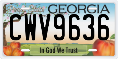 GA license plate CWV9636