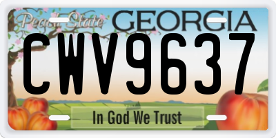 GA license plate CWV9637