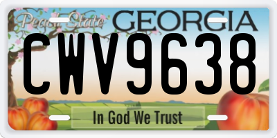GA license plate CWV9638