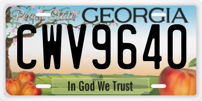 GA license plate CWV9640
