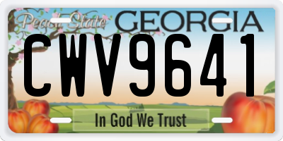 GA license plate CWV9641
