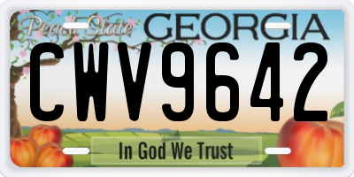 GA license plate CWV9642