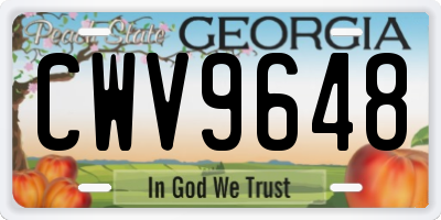 GA license plate CWV9648