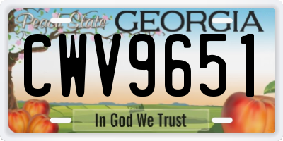 GA license plate CWV9651