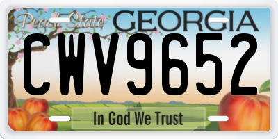 GA license plate CWV9652