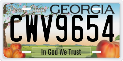 GA license plate CWV9654