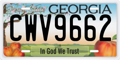 GA license plate CWV9662
