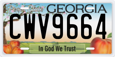 GA license plate CWV9664
