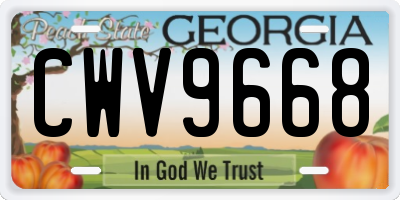 GA license plate CWV9668