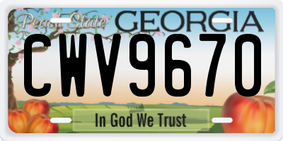 GA license plate CWV9670