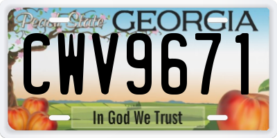 GA license plate CWV9671