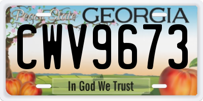 GA license plate CWV9673
