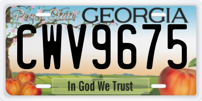 GA license plate CWV9675