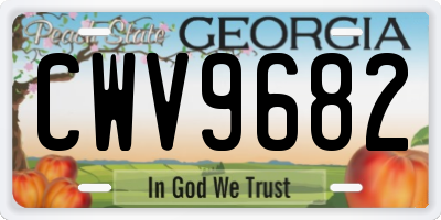 GA license plate CWV9682