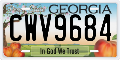 GA license plate CWV9684