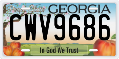 GA license plate CWV9686