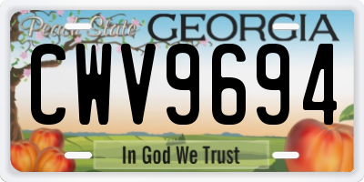 GA license plate CWV9694