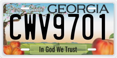 GA license plate CWV9701