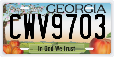 GA license plate CWV9703