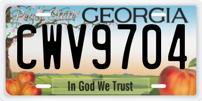 GA license plate CWV9704