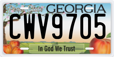 GA license plate CWV9705