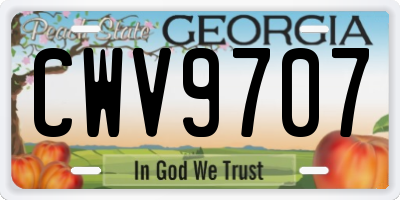 GA license plate CWV9707