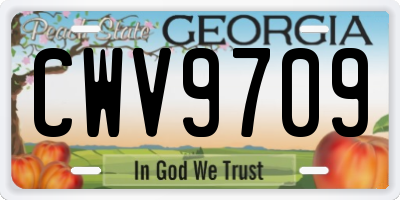GA license plate CWV9709