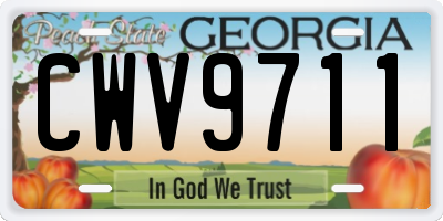 GA license plate CWV9711