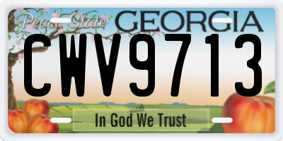 GA license plate CWV9713