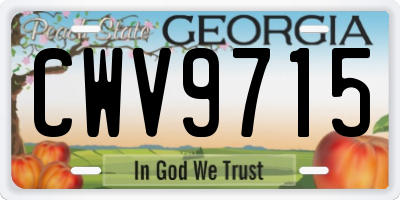 GA license plate CWV9715